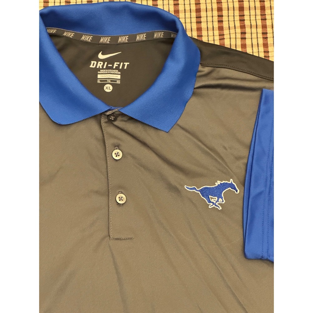 Nike Dri-FIT SMU Mustangs Polo Shirt Mens XL Multicolor Performance Golf NCAA